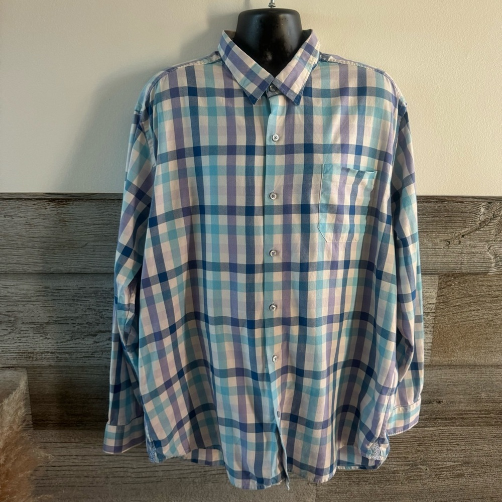 Tommy Bahama 100%Pima Cotton plaid men’s shirt size XXL (B1)